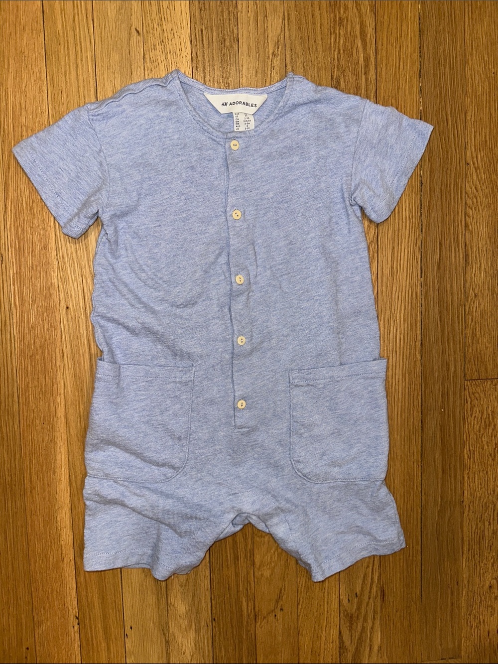 Light Blue H&M Short Sleeve Jersey Romper Suit